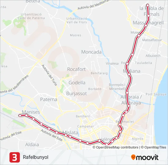 3 Metrovalencia Mapa de línia