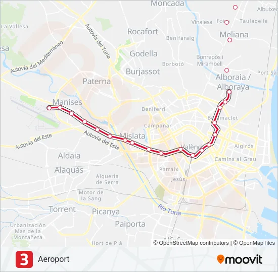 3 Metrovalencia Mapa de línia