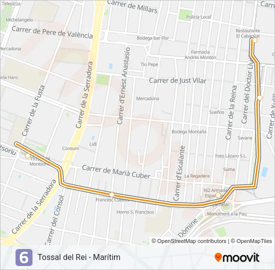 6 Metrovalencia Line Map
