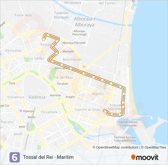 6 Metrovalencia Line Map