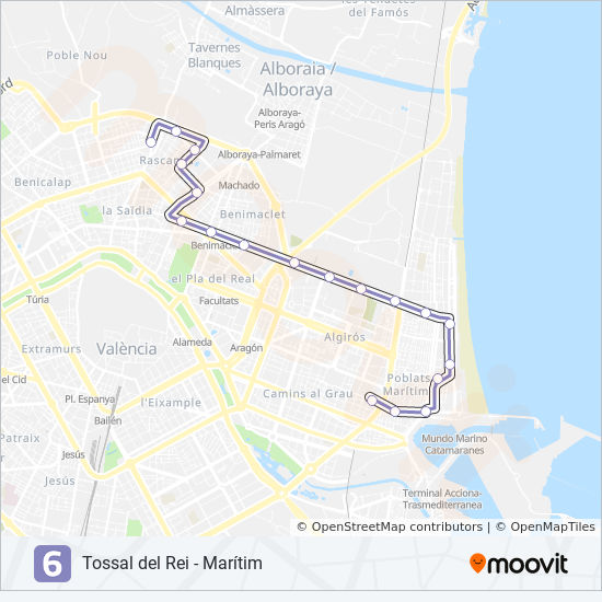 6 Metrovalencia Line Map