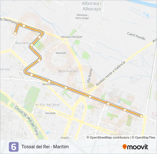 6 Metrovalencia Line Map