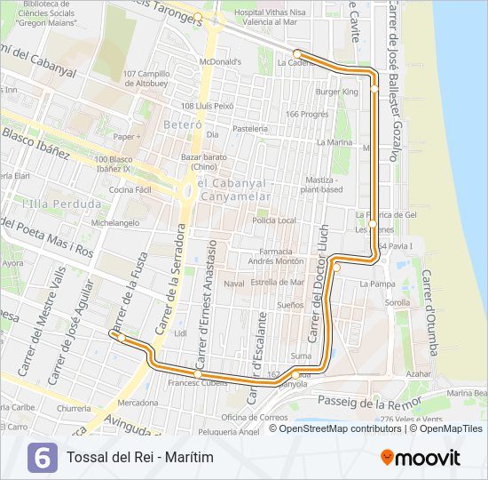 Mapa de 6 de Metrovalencia