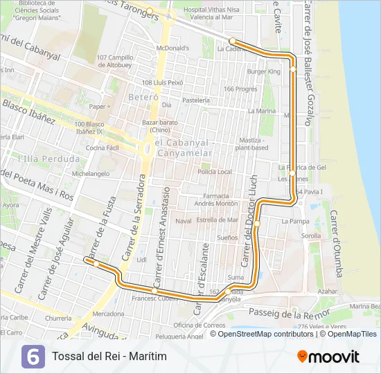 6 Metrovalencia Line Map