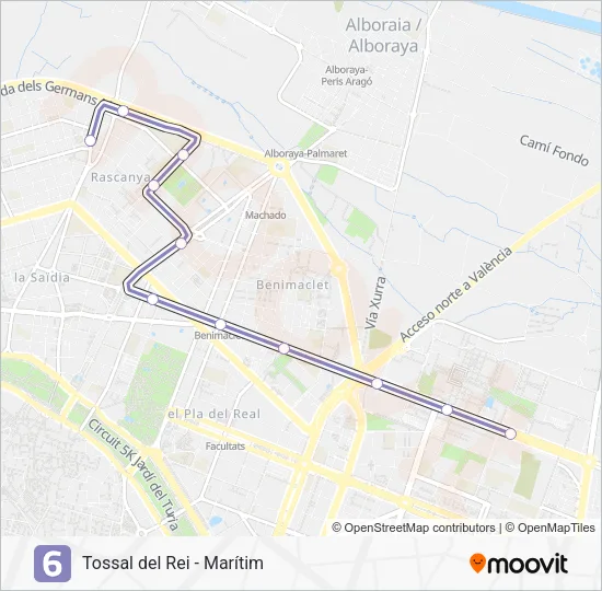 6 Metrovalencia Line Map