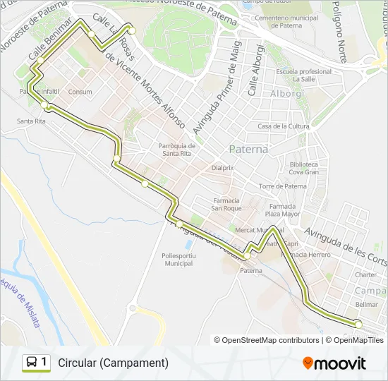 1 Bus Line Map