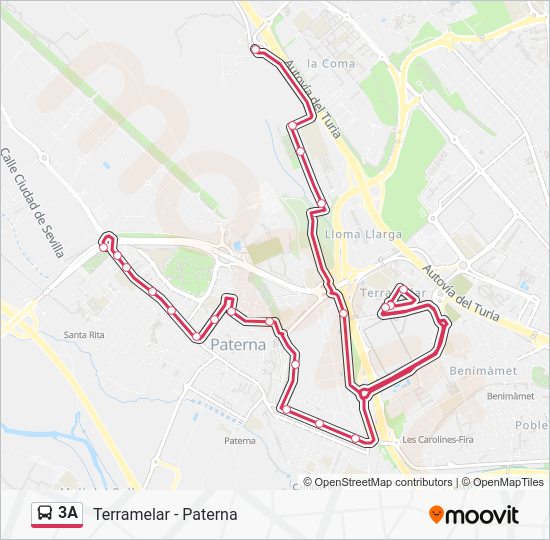 3A Route: Schedules, Stops & Maps - Terramelar - Paterna (Updated)