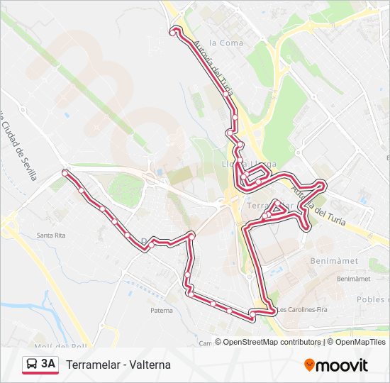 3A Route: Schedules, Stops & Maps - Terramelar - Paterna (Updated)