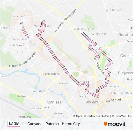 3B Bus Line Map