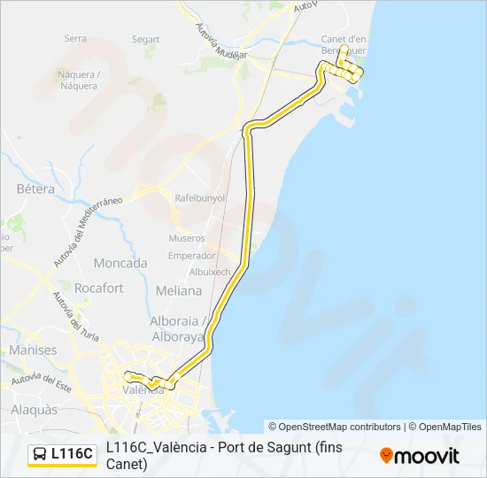 L116C bus Mapa de línia