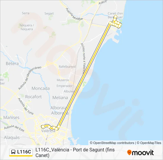 L116C Bus Line Map