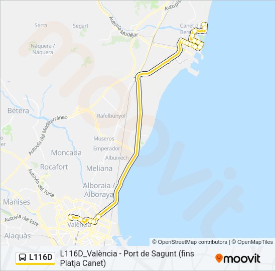 L116D Bus Line Map