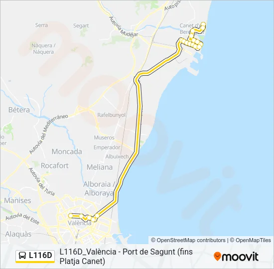 L116D Bus Line Map