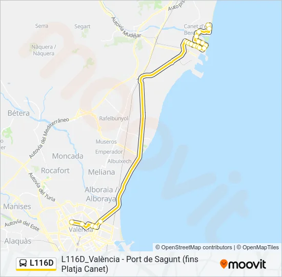 L116D bus Mapa de línia