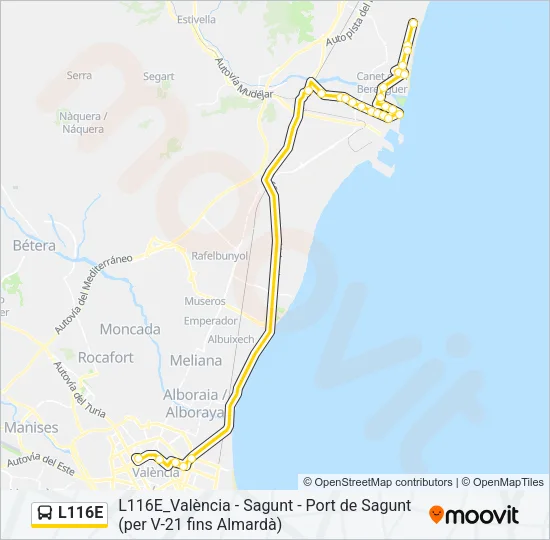 L116E Bus Line Map