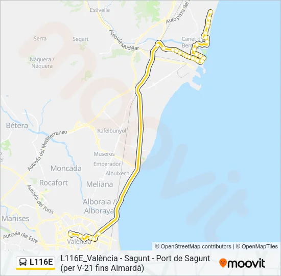 L116E bus Mapa de línia