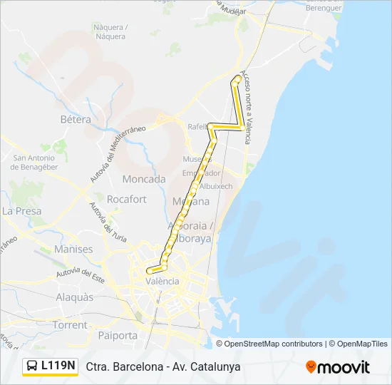 L119N bus Mapa de línia