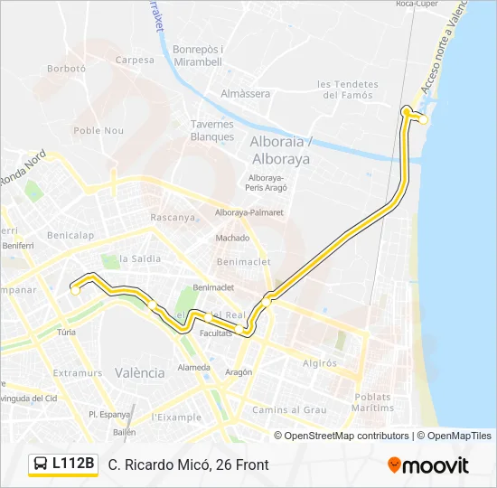 L112B Bus Line Map
