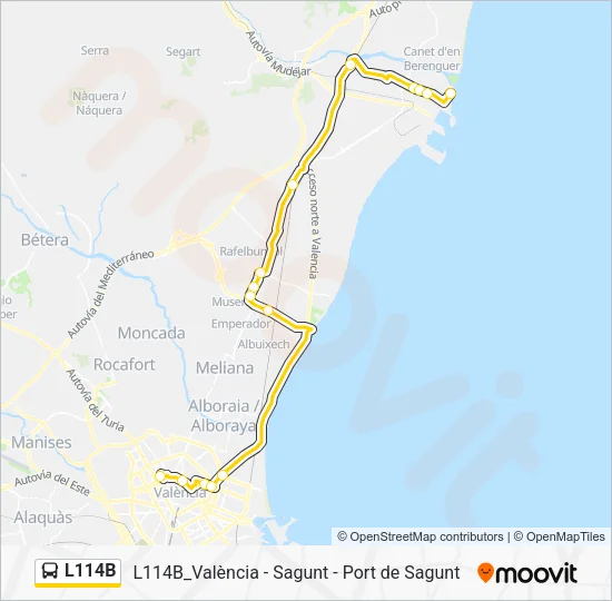 L114B Bus Line Map