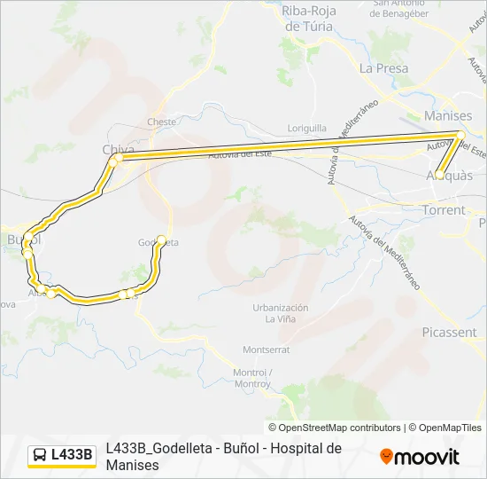 L433B Bus Line Map