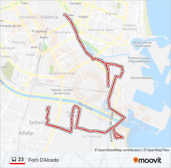 23 Bus Line Map