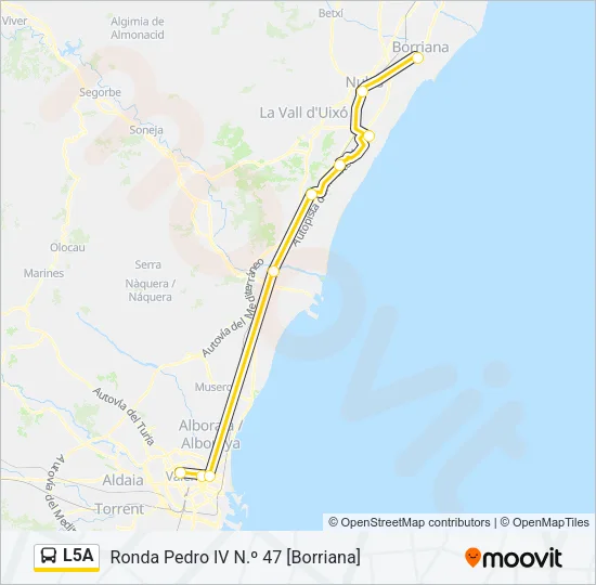 L5A Bus Line Map