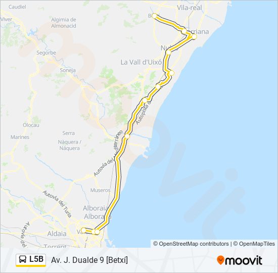 L5B bus Mapa de línia