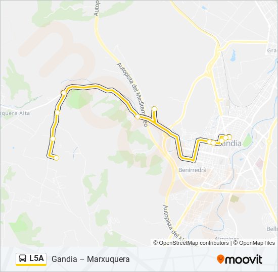 Mapa de L5A de autobús