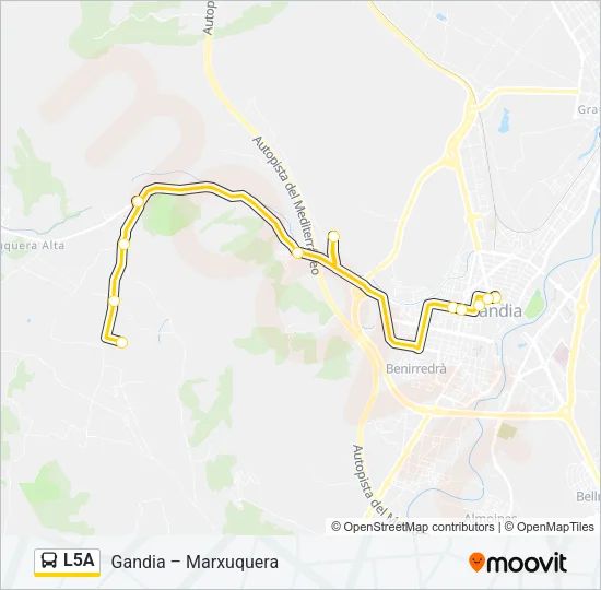 Mapa de L5A de autobús