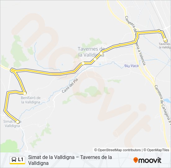 Mapa de L1 de autobús