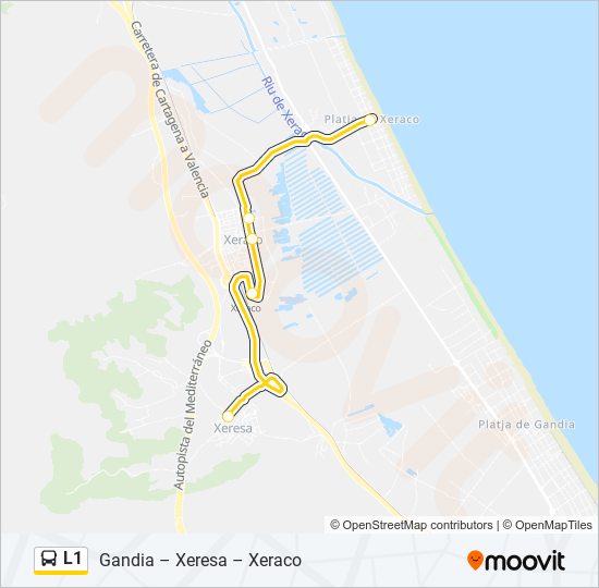 Mapa de L1 de autobús