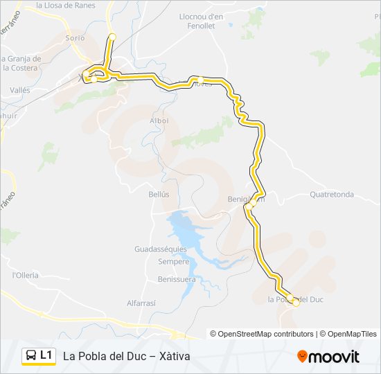 Mapa de L1 de autobús