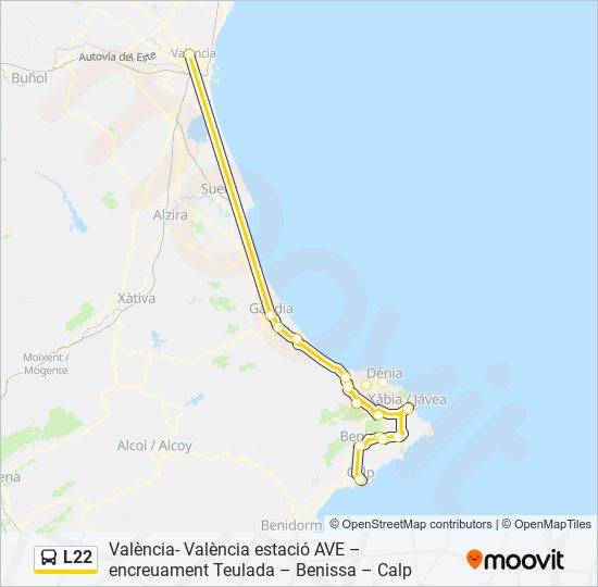 L22 bus Mapa de línia