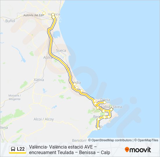 L22 bus Mapa de línia