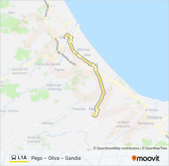 L1A bus Mapa de línia