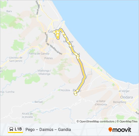 Mapa de L1B de autobús