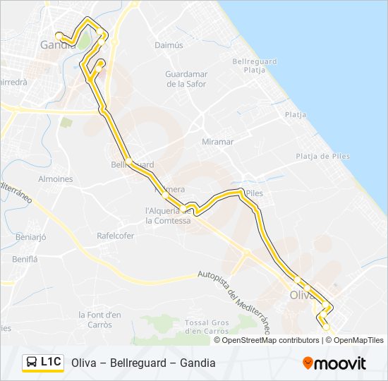 Mapa de L1C de autobús