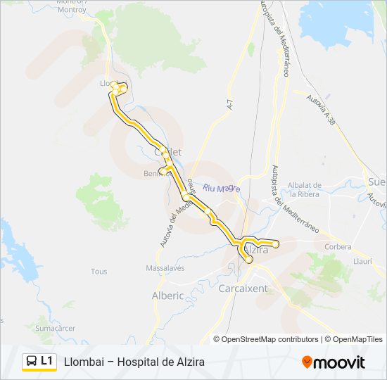 Mapa de L1 de autobús