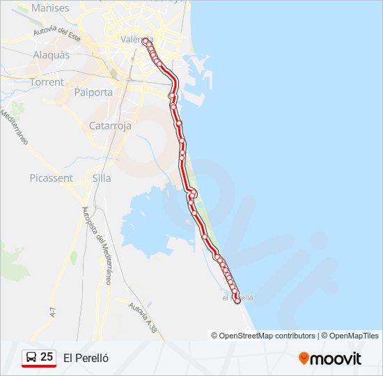 Mapa de 25 de autobús