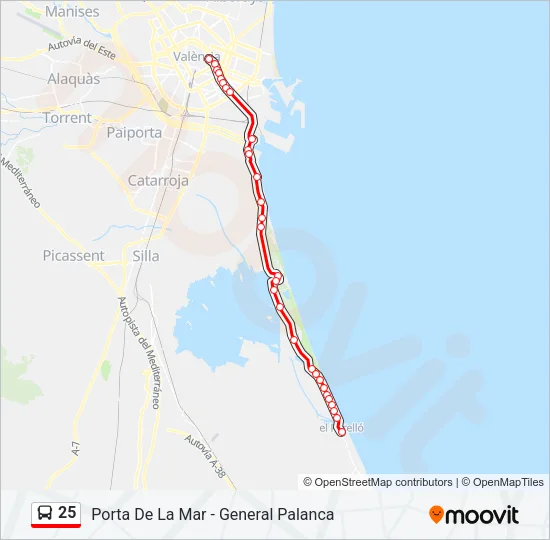 25 Bus Line Map