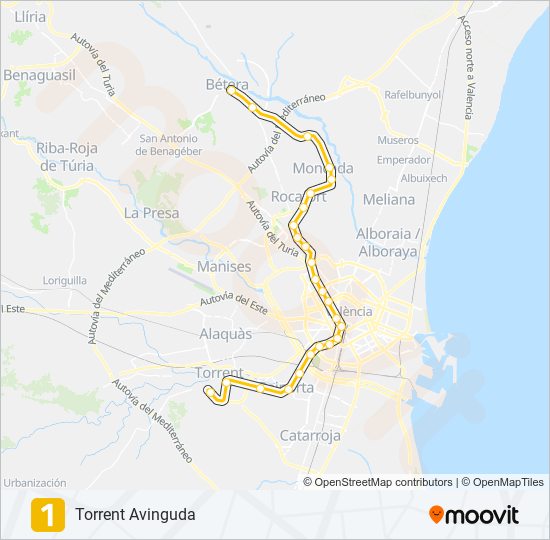 Mapa de 1 de Metrovalencia