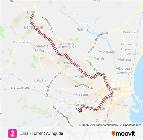 2 Metrovalencia Line Map