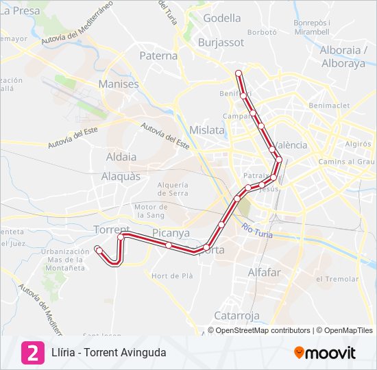 2 Metrovalencia Mapa de línia