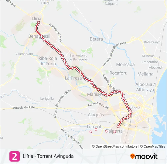 2 Metrovalencia Line Map