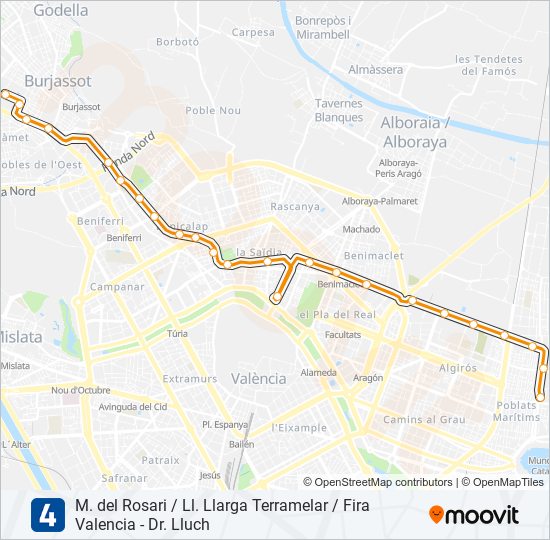 4 Metrovalencia Line Map