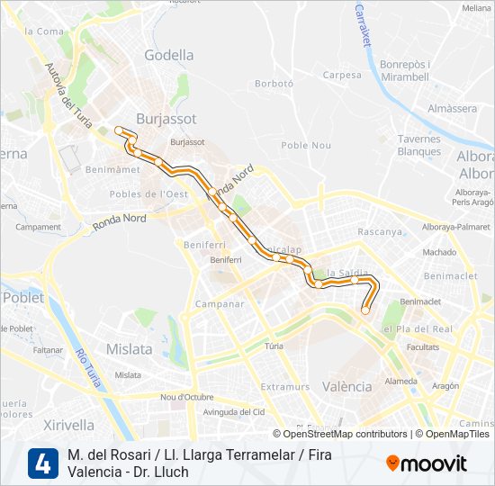 4 Metrovalencia Line Map