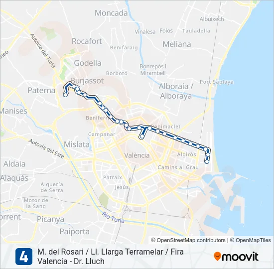 4 Metrovalencia Line Map