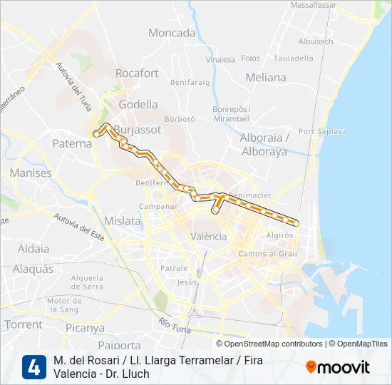 4 Metrovalencia Line Map