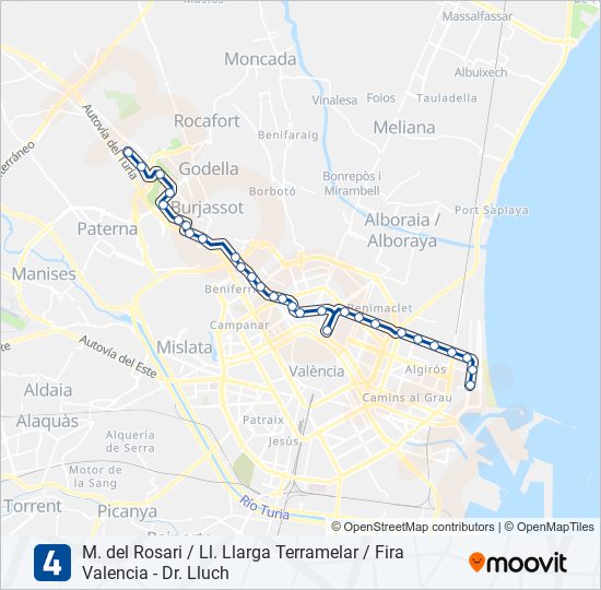 4 Metrovalencia Line Map