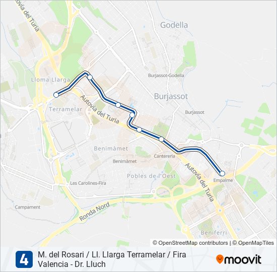 4 Metrovalencia Line Map